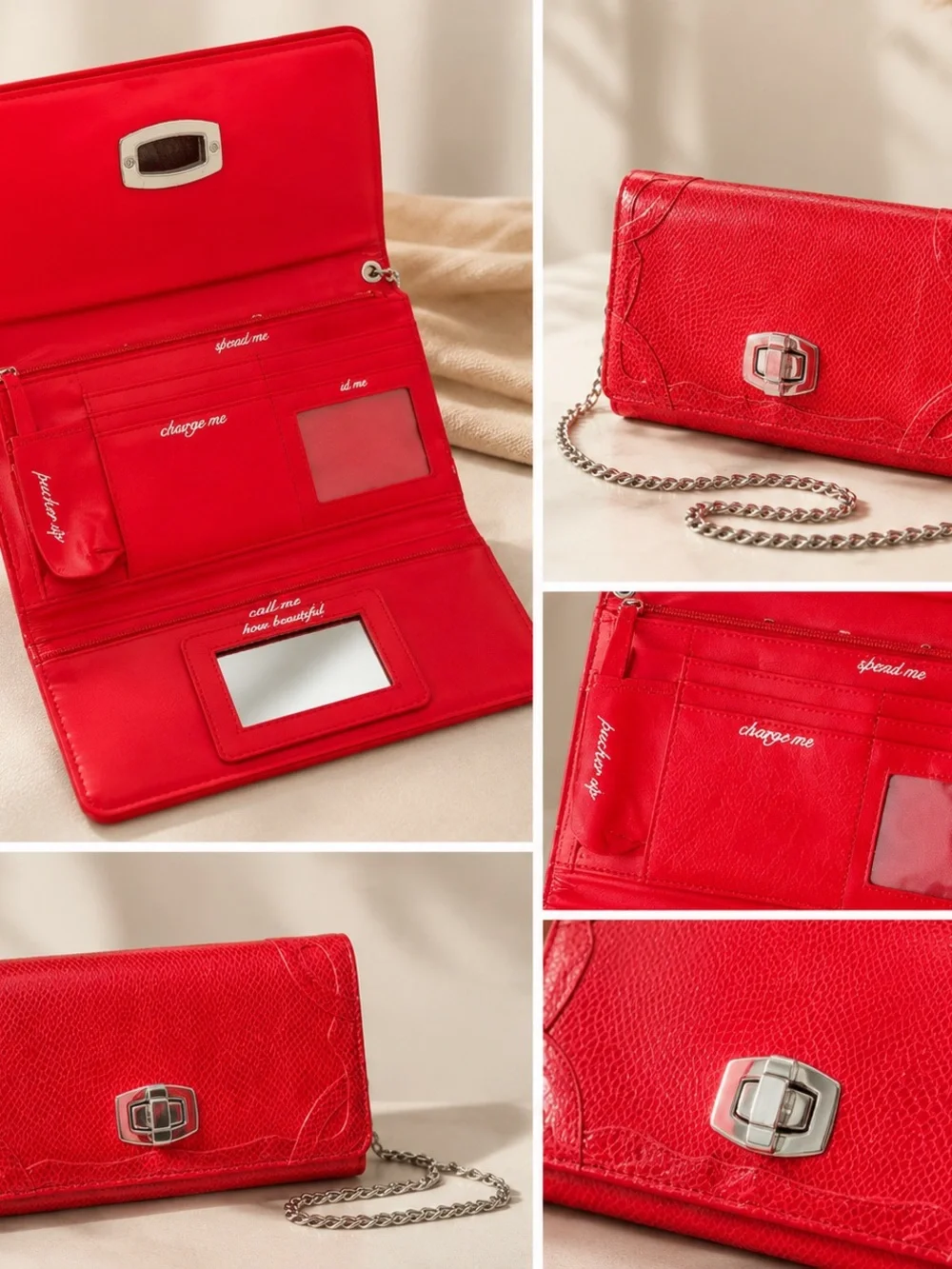 Red Chain Wallet Crossbody